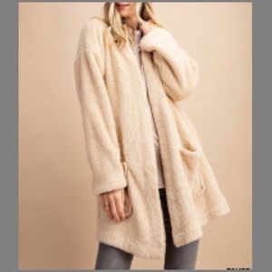 New! Teddy Bear Soft Furry Coat with Pockets